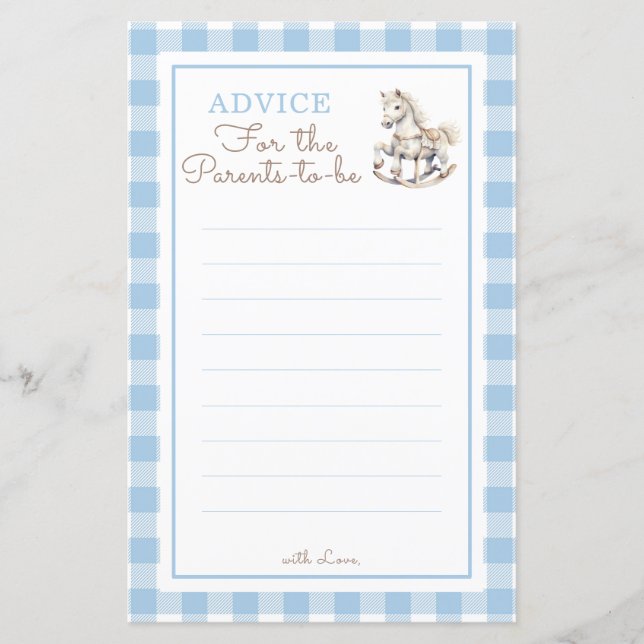 Rocking Horse Baby Shower Advice for the Parents  (Front)