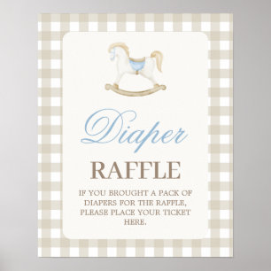 Rocking Horse baby shower Diaper Raffle sign
