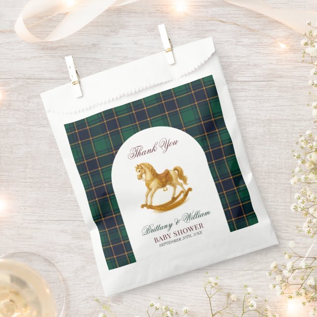Rocking Horse Baby Shower Elegant Plaid Favour Bags (Clipped)
