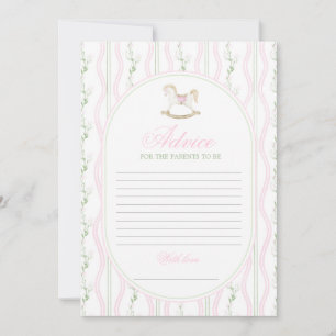 Rocking Horse Baby Shower Girl Advice Game Invitation