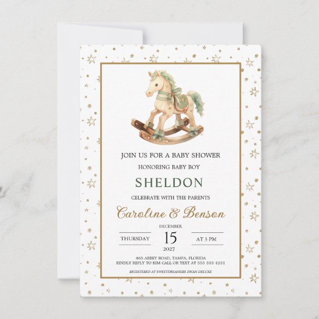 Rocking Horse Baby Shower Invitation (Front)