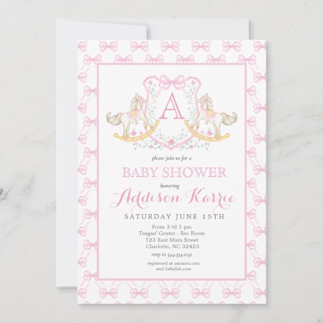Rocking Horse Baby Shower Invitation (Front)