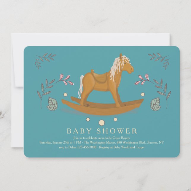 Rocking Horse Baby Shower Invitation (Front)