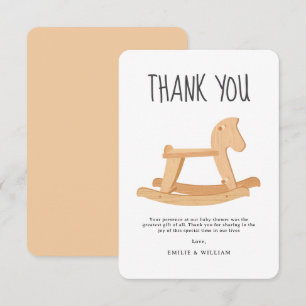 Rocking Horse Baby Shower Minimalist Gender Neutra Thank You Card
