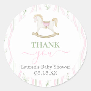 Rocking Horse Baby Shower Round Sticker