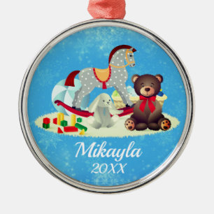 Rocking Horse, Bear and Toys Metal Tree Decoration