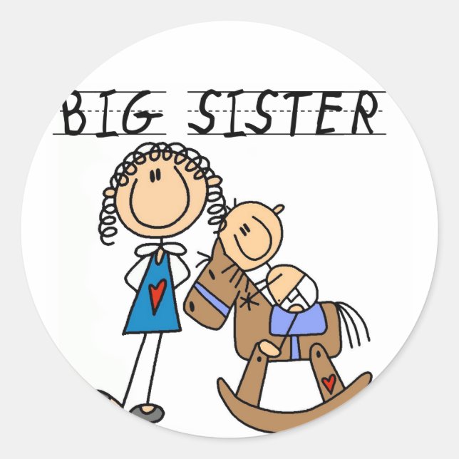Rocking Horse Big Sister T-shirts and Gifts Classic Round Sticker (Front)