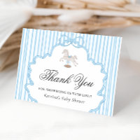 Rocking Horse Blue Baby Shower Thank You Card