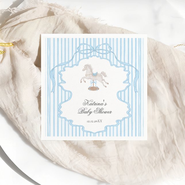 Rocking Horse Blue Boy Baby Shower Napkin (Creator Uploaded)