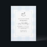 Rocking Horse Blue Gingham 1st Birthday Invitation<br><div class="desc">Celebrate your son's first birthday with this classic gingham boy baby shower invitation. The design features a timeless gingham design and a hand-drawn rocking horse. The script "first birthday" heading is an image that cannot be edited. The heading image can be resized to fit any invitation size. All of the...</div>