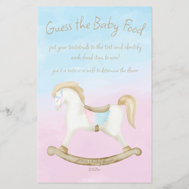 Rocking Horse Blue Pink Baby Guess Food Game (Back)