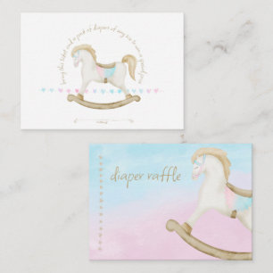 Rocking Horse Blue Pink Gender Neutral Baby Diaper Enclosure Card