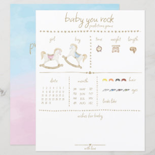 Rocking Horse Blue Pink Gender Neutral Baby Shower