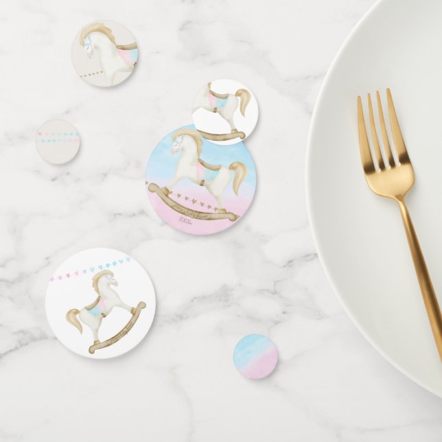 Rocking Horse Blue Pink Gender Neutral Baby Shower Confetti (Group)