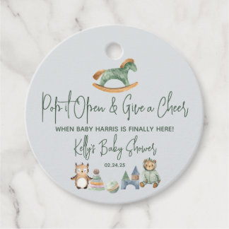 Rocking Horse Champagne, Wine Baby Shower Favour Favour Tags