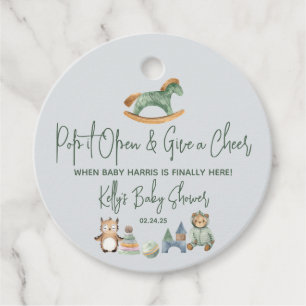 Rocking Horse Champagne, Wine Baby Shower Favour Tags
