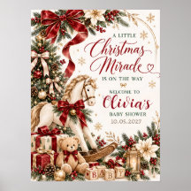 Rocking Horse Christmas Baby Shower Poster