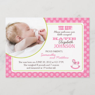 Rocking Horse Girl Announcement Card