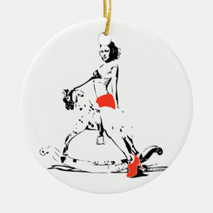 ROCKING HORSE GIRL! CERAMIC TREE DECORATION