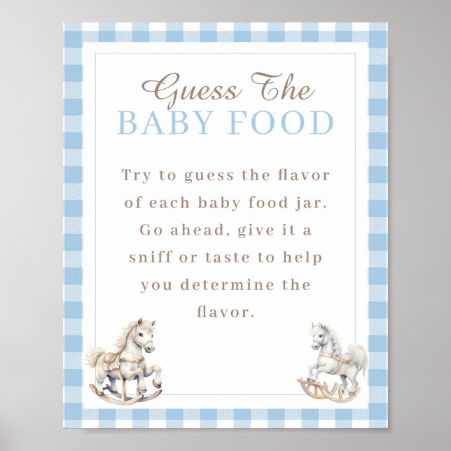 Rocking Horse Guess The Baby Food Baby Shower Game Poster (Front)