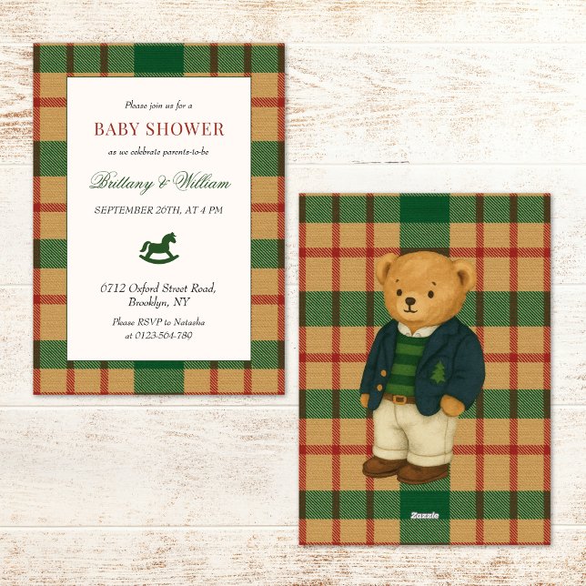 Rocking Horse Holiday Plaid Baby Shower  Invitation (Creator Uploaded)