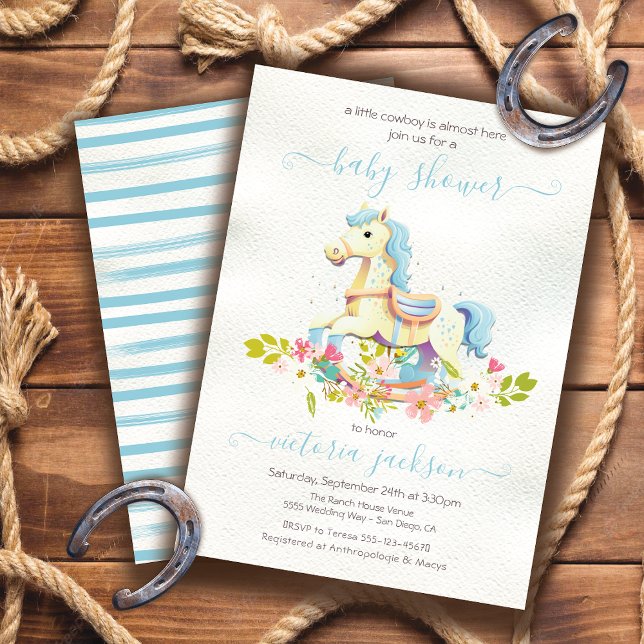 Rocking Horse Little Cowboy Baby Shower Invitation (Creator Uploaded)