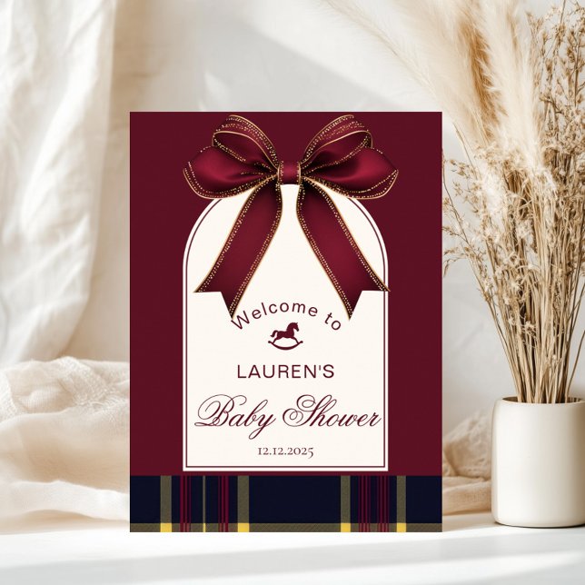 Rocking Horse Luxury Gold Bow Burgundy Welcome Poster (Creator Uploaded)