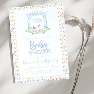 Rocking Horse Monogram Crest Baby Shower Invitation