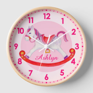 Rocking horse nursery named kids clock