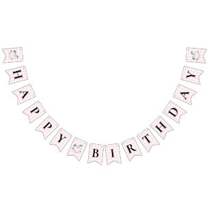 Rocking Horse Pink Gingham Birthday Bunting Banner