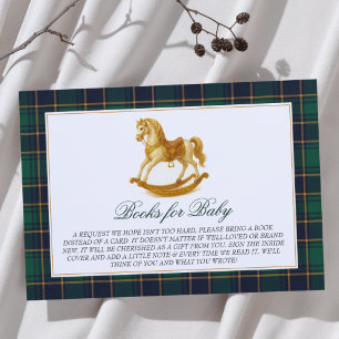 Rocking Horse Plaid Baby Shower Books for Baby Enclosure Card