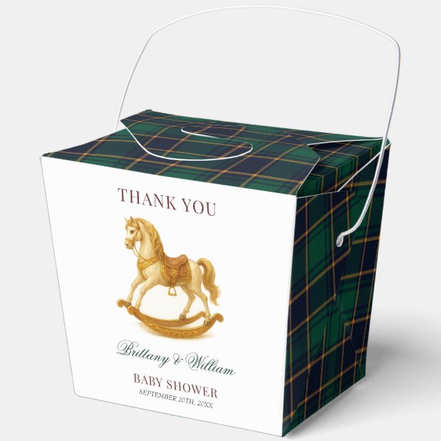 Rocking Horse Plaid Couple Baby Shower  Favour Box (Front)