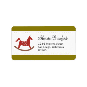 Rocking horse toy Christmas holiday return address Label