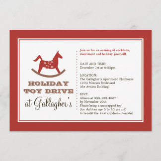Rocking horse toy drive christmas holiday charity invitation