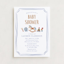 Rocking Horse Watercolor Toys Baby Boy Baby Shower