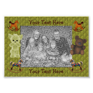 Rocking Horses Teddy Bear Photo Frame Print