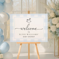 Rocking Hose Blue Gingham Welcome Sign