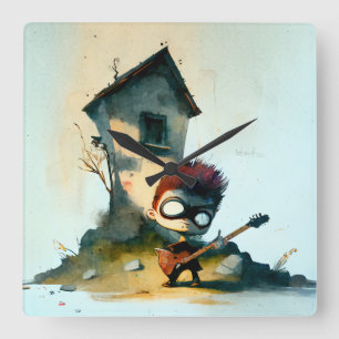 Rocking Randy Square Wall Clock