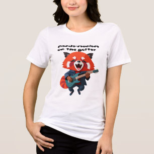 Rocking Red Panda Guitar Cartoon Tri-Blend Shirt