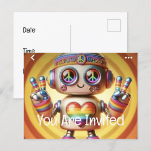 Rocking Retro Robot Invitation Postcard