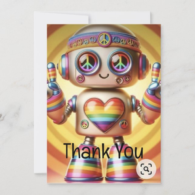 Rocking Retro Robot  Thank You Card (Front)