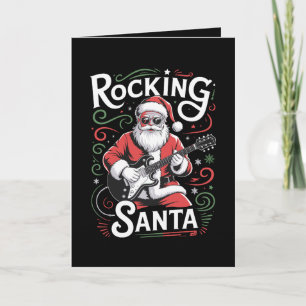 Rocking Santa Christmas Rock Guitar Xmas Holiday Card