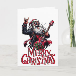 ROCKING SANTA Folded Greeting Card