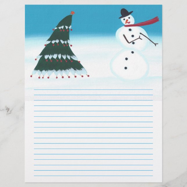 Rocking Snowman and Tree Christmas Letterhead (Front)