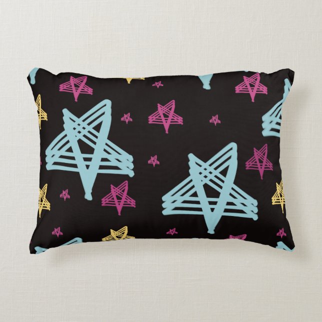 Rocking Stars Pink Blue Black  Decorative Cushion (Front)
