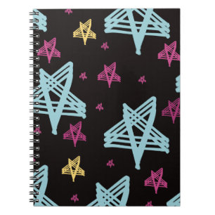 Rocking Stars Pink Blue Black  Notebook