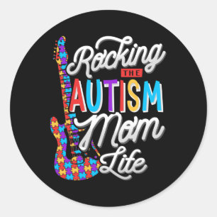 Rocking The Autism Mum Life Autism Awareness  Classic Round Sticker