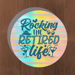 Rocking the Retired Life Cruise Door Marker Car Magnet<br><div class="desc">Rocking the retired life. Enjoy your retirement and celebrate your retired life with this fun magnet. Designed as a cabin door marker for your next retirement cruise. Decorate your cruise ship door with this fun cruise door magnet. Please note: Not all ship's doors are magnetic. We cannot guarantee your door...</div>