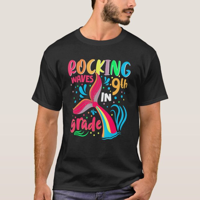 Rocking Waves In 9th Grade Back To School Girls T-Shirt (Front)