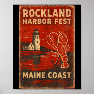 Rockland harbor fest shirt lobster lighthouse main poster